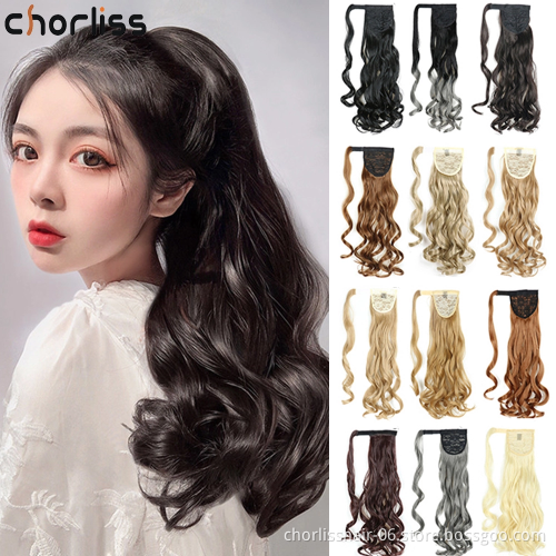 Hot Sale Product Chorliss For Black Afro Curly Ponytail Accessories Wrap Around Kids Synthetic Clip In Ponytail Hair Extension